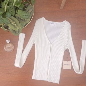 Superdown white ribbed long sleeve top Revolve sold out NWT free people